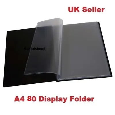 A4 Document Certificate Display Folder With 80 Plastic Transparent Pockets Black • £5.99