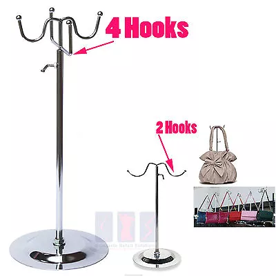£10.11 • Buy New Adjustable Handbag Bag Display Stand Scarf Hat Chrome Retail Shop 2,4 Hooks