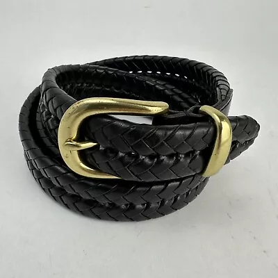 Coach Men’s Black Braided Leather Belt Gold Brass Buckle 5922 Size 40 100 Cm • $85