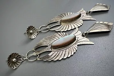 HUGE Vintage Zuni / Navajo Sterling Silver Dangle Earrings • $194