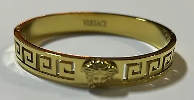 Designer Style Medusa Head And Greek Key Golden Bracelet. • $63.99