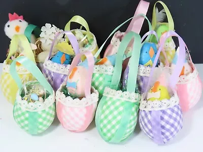 Vintage Real Egg Mini Hand Crafted Easter Baskets With Chicks Lot C8135 • $14.11