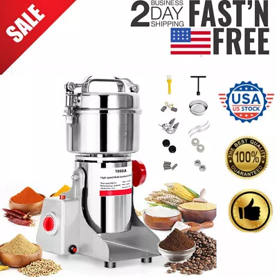 Electric Grinder Herb Grain Spice Mill Cereal Grinder Flour Powder Machine 1000G • $98.96