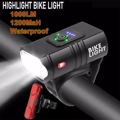 Bike Light Set Rechargeable LED Bicycle Lights Waterproof Headlight Front Rear • $17.95