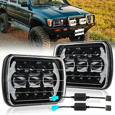 Pair LED For Hilux Headlights 5x7  7x6  Inch Head Lamps HI/LO/DRL W/Adapters • $102.95
