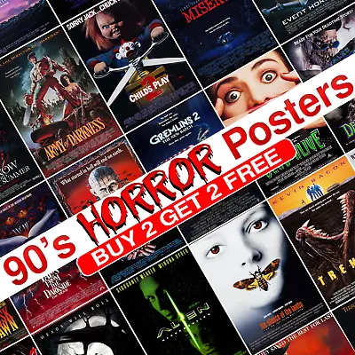 90s Horror Movie Posters Classic Vintage Retro Video Poster Print Picture • £3.49