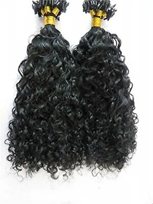 Natural Curly Micro Loop Human Hair Extension Micro Beads Ring Hair 100g 100pcs • $62.30
