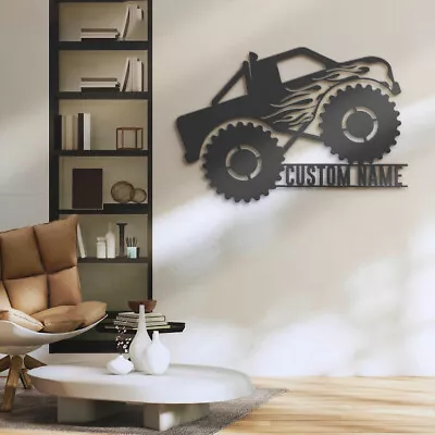 Custom Monster Truck Driver Metal Wall Art LED Home Decor Kids Nursery Decor • $119.99