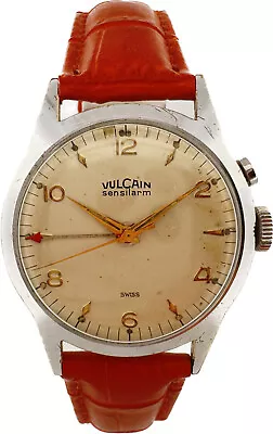Vintage Vulcain Sensilarm 17Jewel Men Mechanical Alarm Wristwatch 120 Swiss Runs • $550