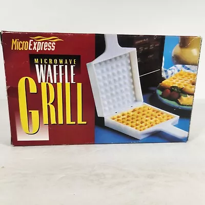 Micro Express Microwave Waffle Grill White Plastic Cooks In 2 Minutes New • $14.99