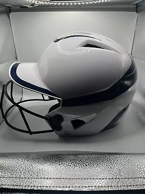 Champro HX Rise Fastpitch Batting Helmet W/ Mask WHITE/NAVY  SENIOR  7 - 7 1/2 • $24.99