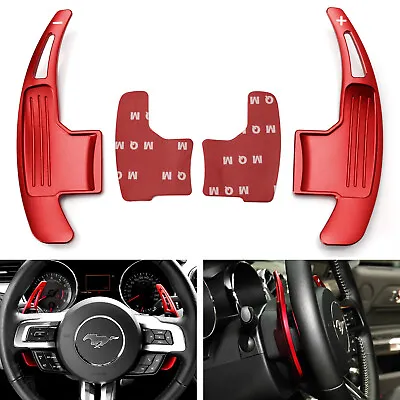 Red Aluminum Steering Wheel Paddle Shifter Extensions For 2015-23 Ford Mustang • $26.09