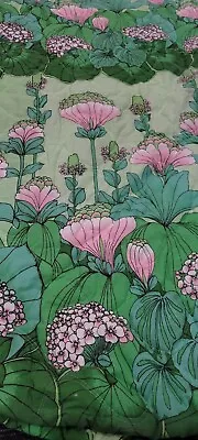 Vintage VTG Bates HYDRANGEA FLORAL Bedspread Comforter Green&Pink 112x115 KING • $219.99