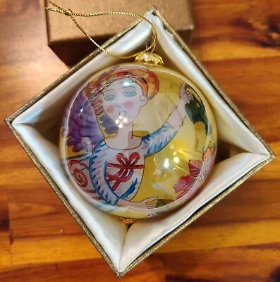 $19 • Buy Pier 1 Christmas Angel Ornament Li Bien Glass Ball 4” Painted W/ Case 2006