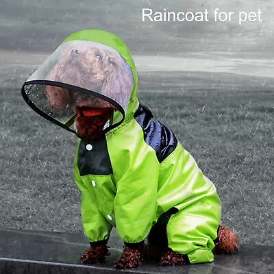 £12.11 • Buy Pet Dog Raincoat Face Waterproof Clothes Jumpsuit Puppy Jacket Dogs Rain Coat UK