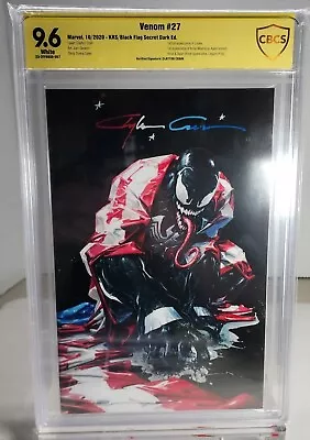 Venom #27 Clayton Crain Secret Dark Virgin KRD BLACK FLAG GRADED CBCS 9.6 SIGNED • $427.46