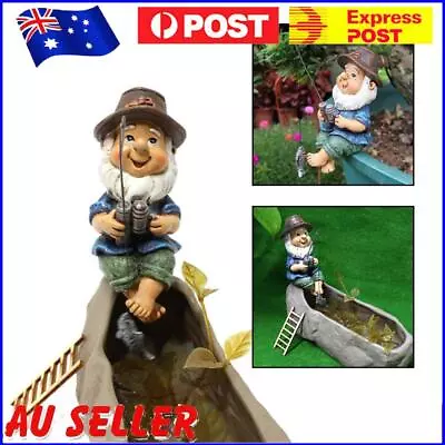 Fishing Gnome Statue Waterproof Fishing Gnome For Outdoor Home Garden Yard Decor • $12.39