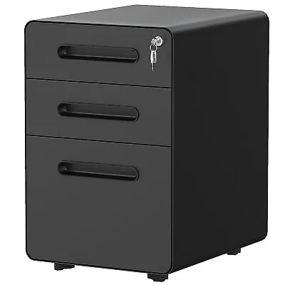 TAUS 3 Drawer Filing Cabinet Office Under Desk Pedestal Mobile Storage Black • $107.99