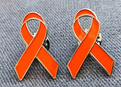 Orange Ribbon Pin Badge Brooch Kidney Cancer Leukemia Awareness Pin Badge 2pcs • £4.59