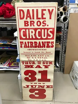 $9.77 • Buy Vintage Dailey Bros. Circus Poster 14 X42  Fairbanks Scottish Rite Masons