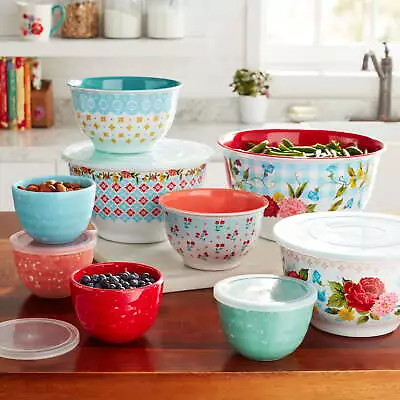 The Pioneer Woman Melamine Mixing Bowl Set With Lids 18 Piece Set Sweet Rose • $28.44