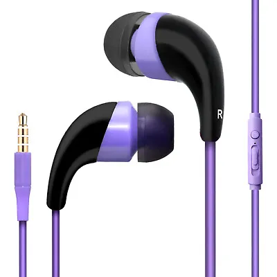 Purple 3.5mm Earphones Handsfree Remote Control With Mic. Stereo Headset • $8.80