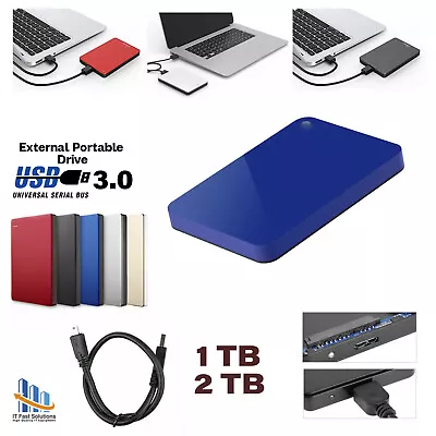 £39.99 • Buy USB 3.0 2TB 1TB External Hard Drive HDD Ultra Slim 2.5  PC Laptop 1000 GB 2000GB