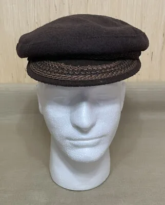 Vintage Brown Greek Captain Skipper Fisherman Hat Cap Small Sz 6-3/4 6-7/8 • $13.22