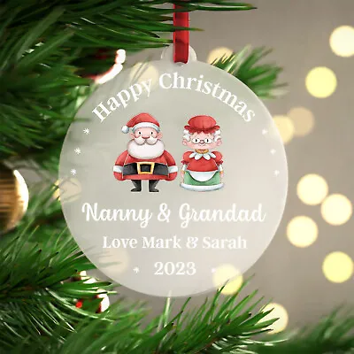 Nanny Grandad Christmas Gifts Bauble Decoration Nan Grandparents With Red Bag • £6.95