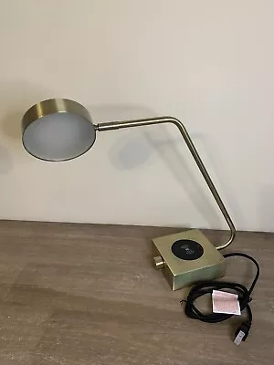 Adesso Conrad BRASS LED Desk Lamp With Wireless Charging Pad & USB NEW • $58.25