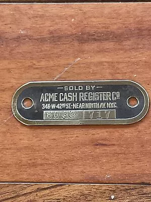 Vintage ACME Cash Register Company Model 717 TAG NCR • $14.50