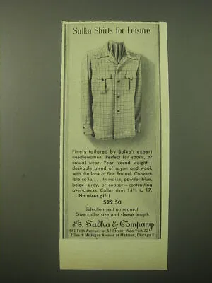 1948 A. Sulka Shirts Advertisement - Sulka Shirts For Leisure • $19.99