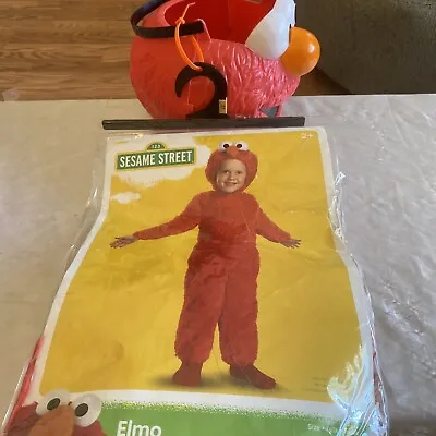 Sesame Street Elmo Extra Deluxe Plush Infant/Toddler Costume & Bucket Small (2T) • $14