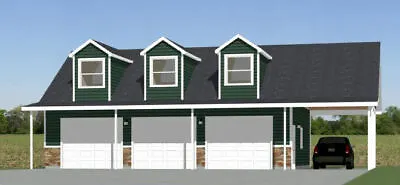 40x30 3-Car Garage With Carport -- 1894 Sqft -- PDF Floor Plan -- Model 10 • $29.99