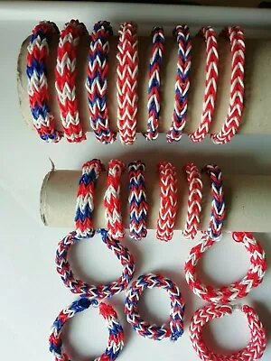 £1.75 • Buy Hand Made Union Jack Bracelets Loom Bands Bracelets Red White & Blue All Sizes