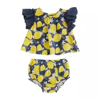 Mud Pie E2 Fruit Stand Girl Lemons Pinafore Bloomer Set 10590029 Choose Size • $26.24