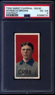 1909-11 T206 White Border Mordecai Brown (HOF Portrait) PSA 4 Baseball Card • $1799