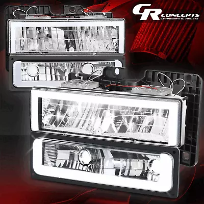 Chrome DRL LED Headlight Bumper Signal Lamps For 1988-2000 Chevy GMC C/K Pickup • $89.56