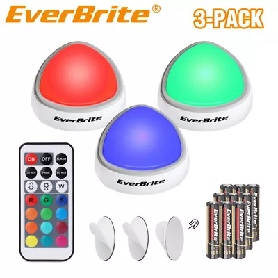 EverBrite 3Pack Tap Light LED Puck Light Wireless Push Light Remote Closet Light • $18.99