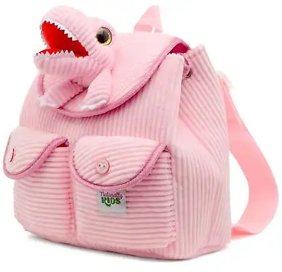 Kids Backpack With Corduroy Pink Dinosaur T-Rex Stuffed Animal Plush Toy • $23.98