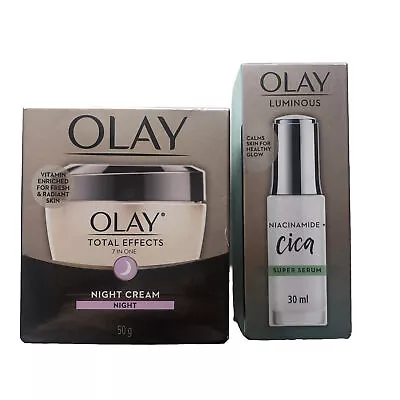 OLAY Total Effects Night Cream AND Luminous SUPER  SERUM New/BOXED • $44.95