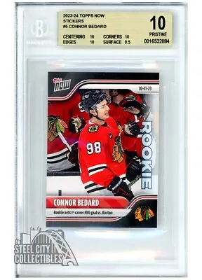 Connor Bedard 2023-24 Topps Now Stickers Rookie Card #5 BGS 10 Pristine • $71.95