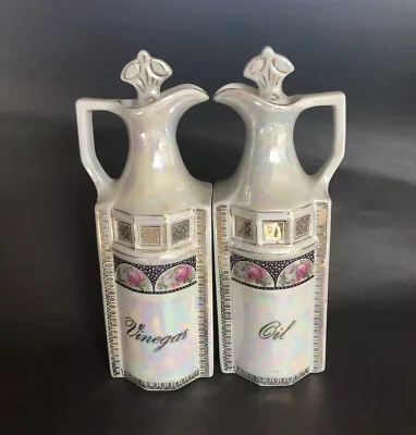 Vintage Mepoco Ware Germany Pearl Lustreware OIL + VINEGAR Bottles 5671 • $39.99