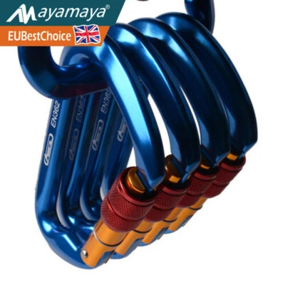 £10.99 • Buy 30KN Rock Climbing Carabiner Hook Clip Heavy Duty D-Ring Screw Lock Aluminum Big