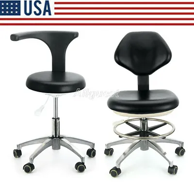 US Dental Doctor Assistant Stool Adjustable Height Mobile Chair PU Leather Black • $110.39