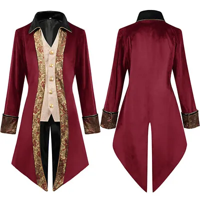 Mens Gothic Medieval Tailcoat Jacket Steampunk Vintage Victorian Frock Coat • $102.34