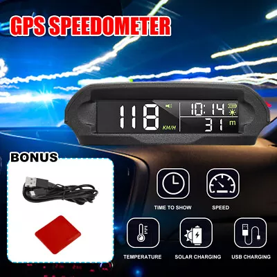 Wireless Vehicle GPS Speedometer HUD Head Up Digital Display Solar Panel DC 5V • $40.95