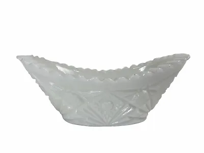 Unique 40s-50s  LE Smith Hand Made MILK GLASS Candy Dish Design Orig. Tag • $8.39