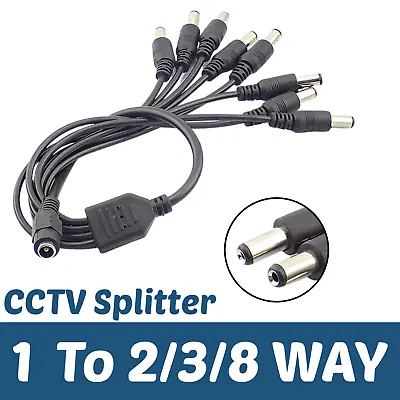 CCTV Power Splitter Cable For Camera 12V DC 2.1mm Female To 2 3 8 Way Male UK • £1.99