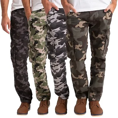 Mens Army Cargo Combat Work Trouser Military Camo Casual Cotton Regular-Fit Pant • $19.68